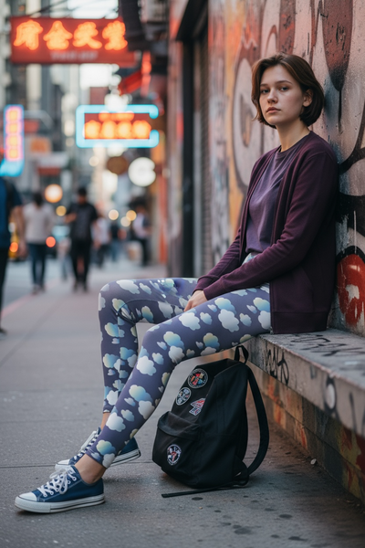 Legging pour femme  "In the mood for clouds" Violet