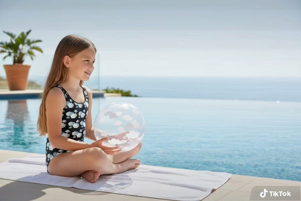 Maillot de Bain 1 pièce pour Enfant/Adolescente "In the mood for clouds" Noir