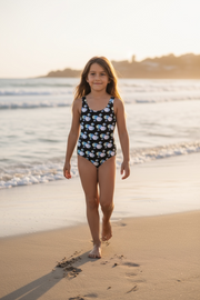 Maillot de Bain 1 pièce pour Enfant/Adolescente "In the mood for clouds" Noir