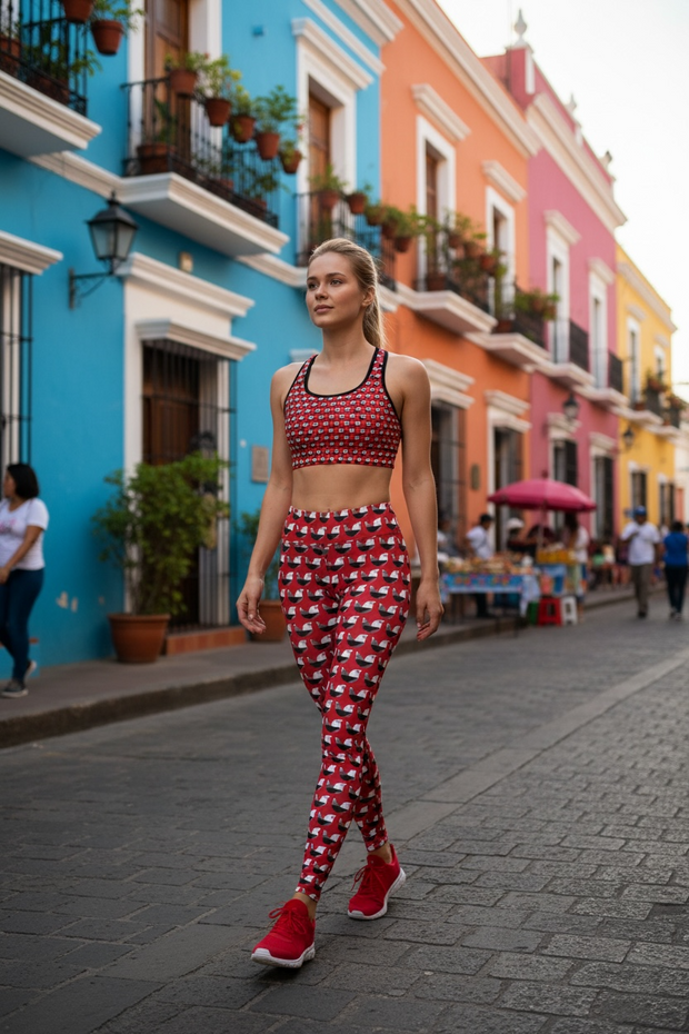 Brassière de Sport "Fly like a bird" rouge et noir