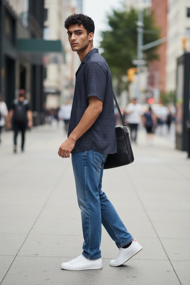 Chemise à boutons unisexe avec notre motif exclusif en surimpression "Fly like a bird"