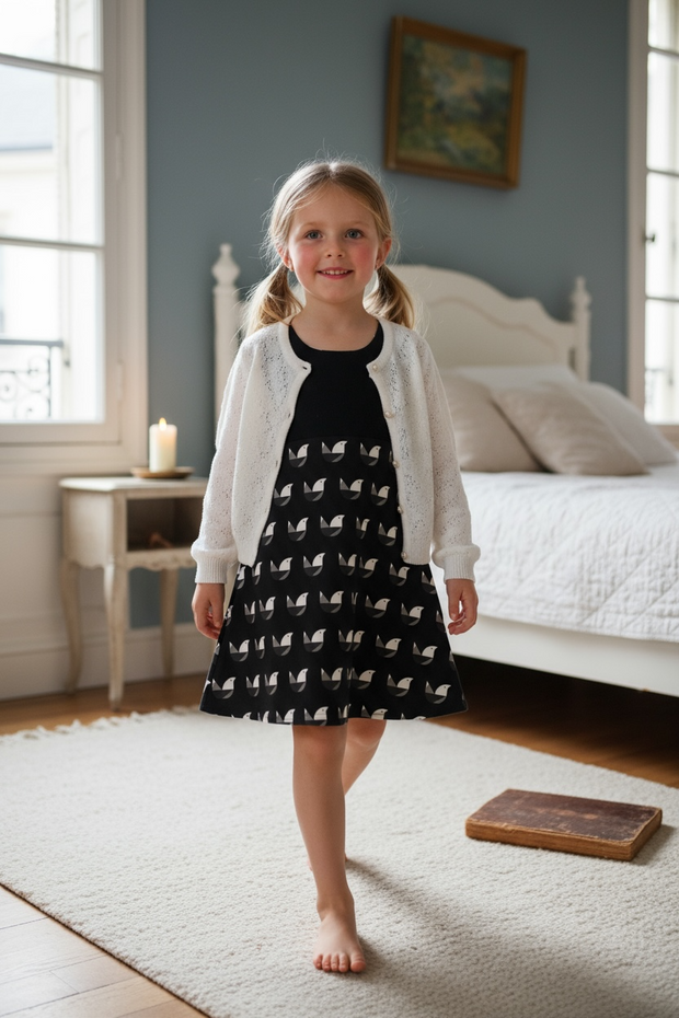 Belle robe réversible pour fille en coton bio "Fly like a bird" stock très limité !